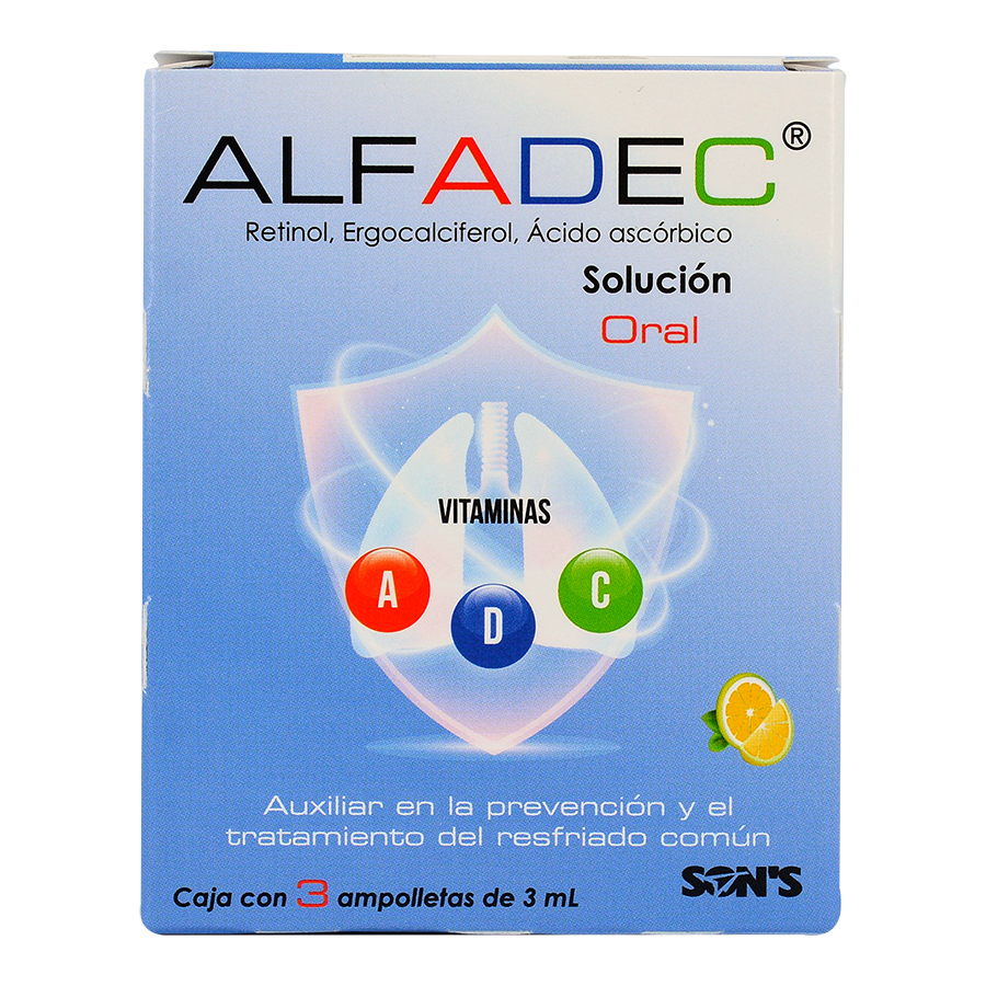ALFADEC (RETINOL/ERGOCALCIFEROL/ACIDO ASCORBICO) 3AMP SOL