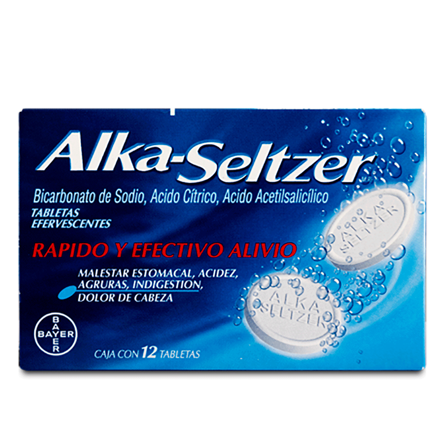 ALKA-SELTZER (BICARBONATO DE SODIO/ACIDO CITRICO/ACIDO ACETILSALICILICO) 12TABS